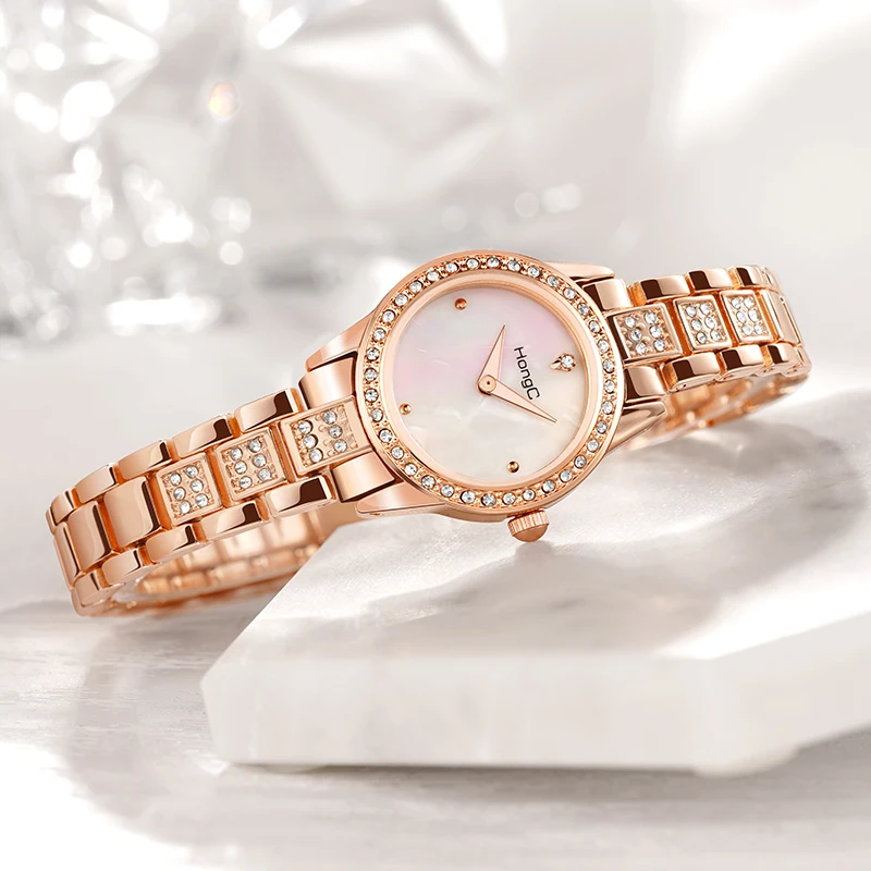 New women's watch fashion diamond-studded small watch ladies watch mother-of-pearl waterproof steel strap bracelet women's watch