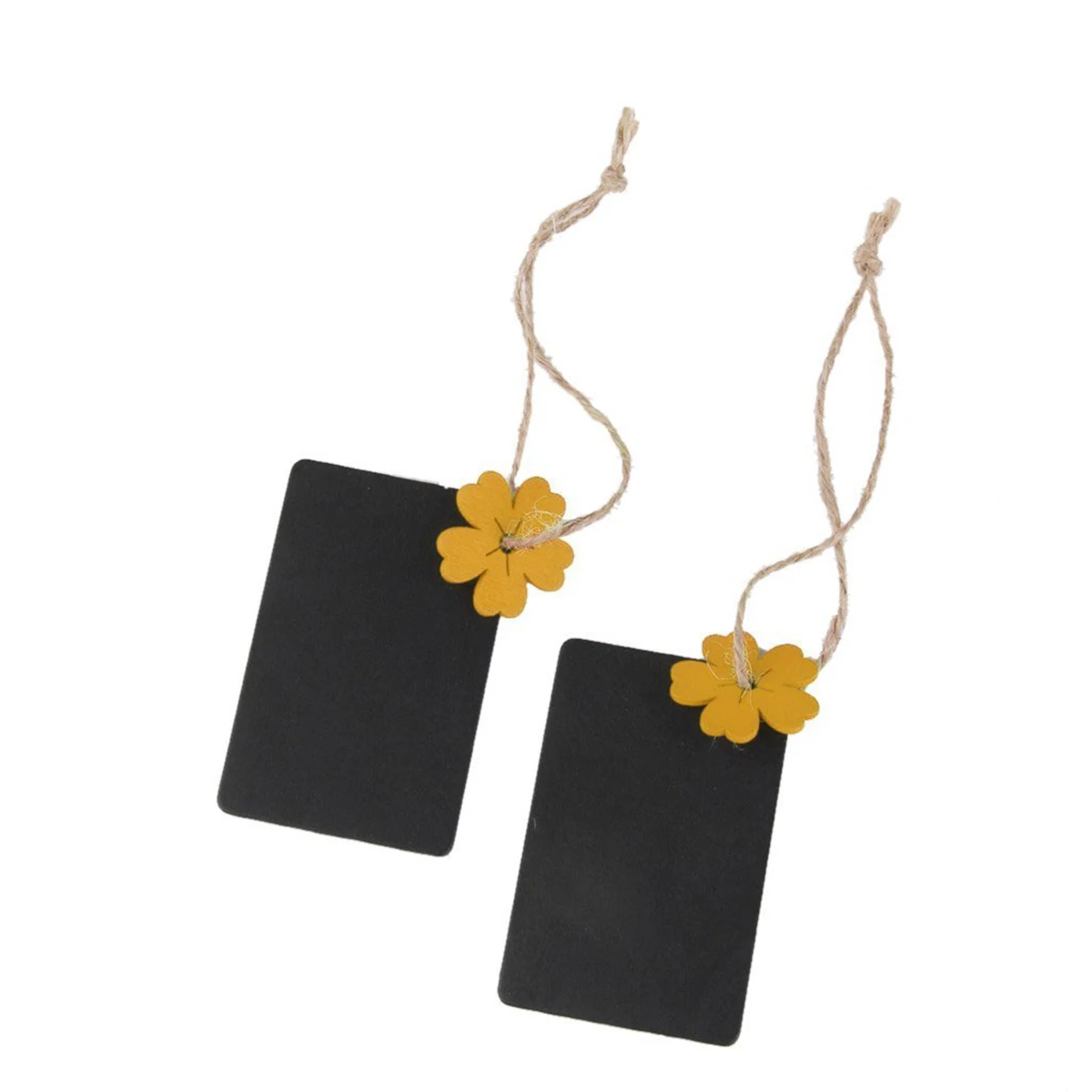 

10pcs Mini Wooden Blackboard Tags Hanging Gift Price Tags For Wedding Favor Decoration (7X4.5Cm Yellow Black Double Sided Rustic
