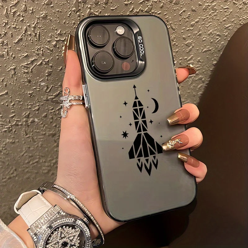 

Rocket pattern design phone case for iPhone 17 16 15 14 13 12 11 Pro/ Max/Plus shock-proof rear cover anti-fingerprint
