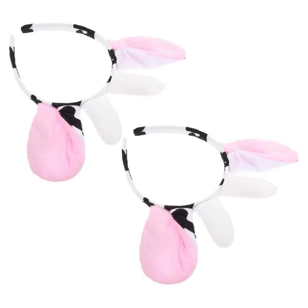 

2Pcs Milk Cow Ear Horn Headband Comfortable Adjustable Fit for Adults Kids Festival Roleplay Daily Use