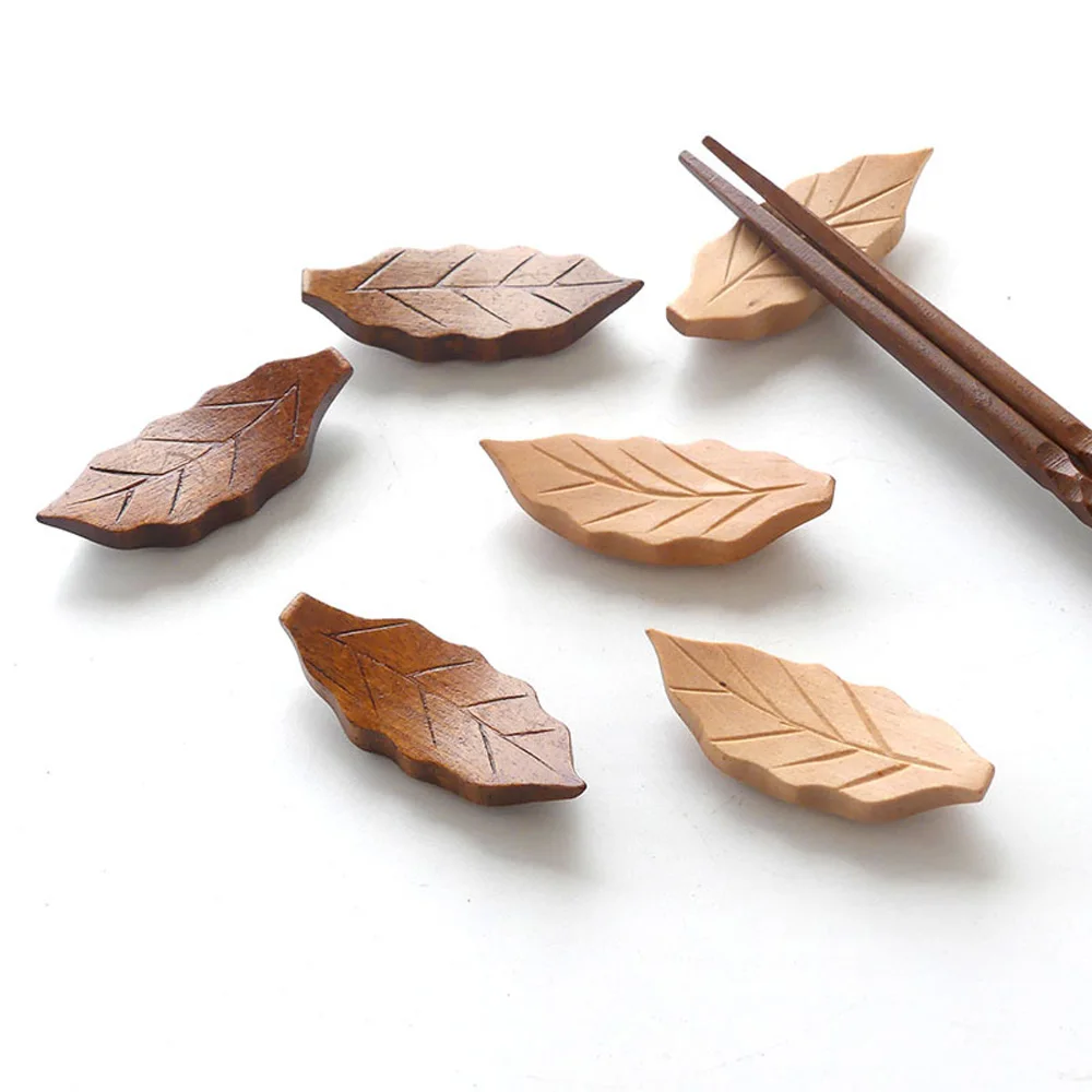

Leaf Shape Wooden Chopsticks Holder Stand Spoon Rest Fork Rack Frame Art Craft Dinner Tableware Kitchen Accessories