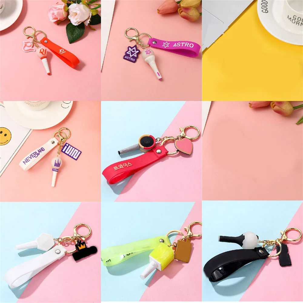 Kpop ASTRO Kering GOT7 GIDLE ITZY  Key Chain Soft Plastic Stereoscopic Light Stick Hanging Rope Keychain