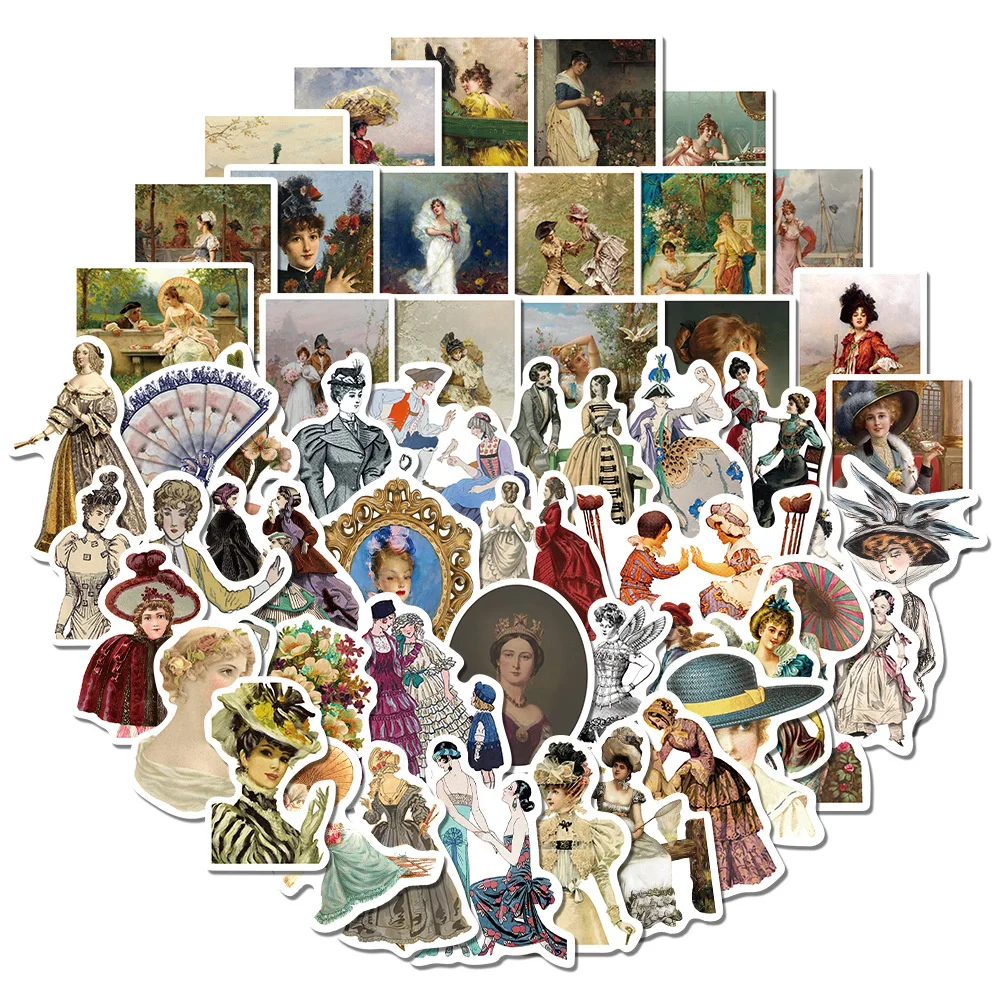 52pcs Vintage Retro Character Victoria Stickers For Ipad Laptop Scrapbook Craft Supplies DIY Sticker Scrapbooking Materiales