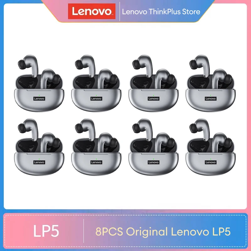 

8PCS Lenovo LP5 HiFi Music Earbuds With Mic Sports Waterproof Headset Gaming Wireless Headphones Bluetooth Earphones