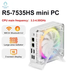 MINI PC AMD Ryzen 5 7535HS Light, Windows 11 Pro, 8 núcleos, 12 hilos, DDR5, 4800Mhz, 256/512GB, SSD, WIFI6, BT5.2, Pc de escritorio, Gamer, nuevo