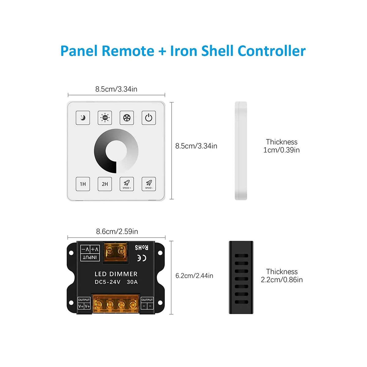 Controllo Dimmer del pannello tattile a parete Wireless RF per l'illuminazione a strisce LED monocolore DC5-24V 30A