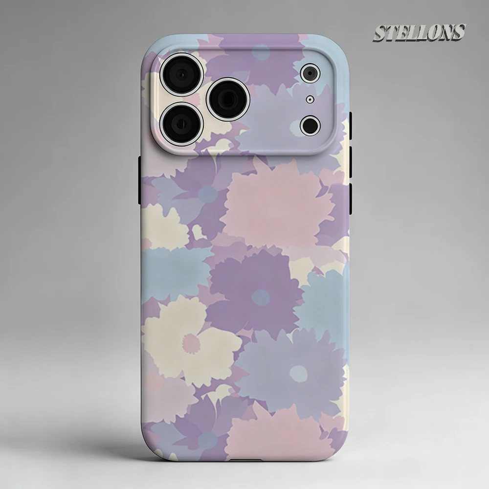 Pastel Purple Floral Phone Case For Magnetic Phone Case for IPhone 17 16 15 14 13 Pro Max Plus Single Double-layer tough Case