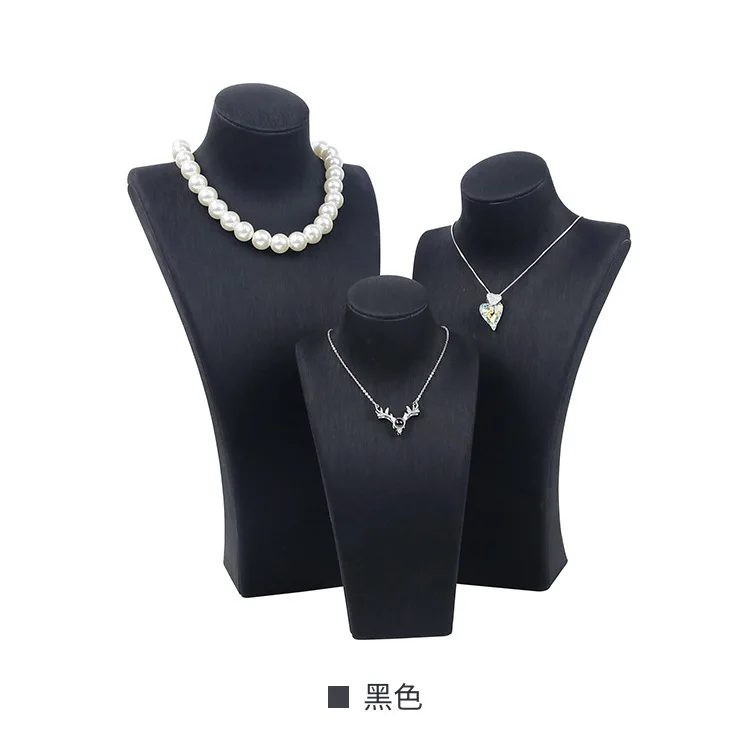 New Design Black White PU Display Bust Choker Holder Model Bust Show Exhibitor Leather Jewelry Stand Organizer