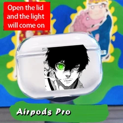 Japan Cartoon Blue Lock Anime Transparent TPU Case for Airpods Pro 2 1 3 4 Soft Silicone Cover Bluetooth Earphone Cases