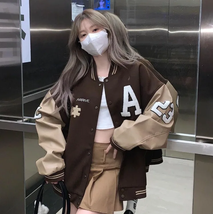 2024 Autumn and Winter New Large Size Loose Retro Baseball Clothing Personalized Jacket Women