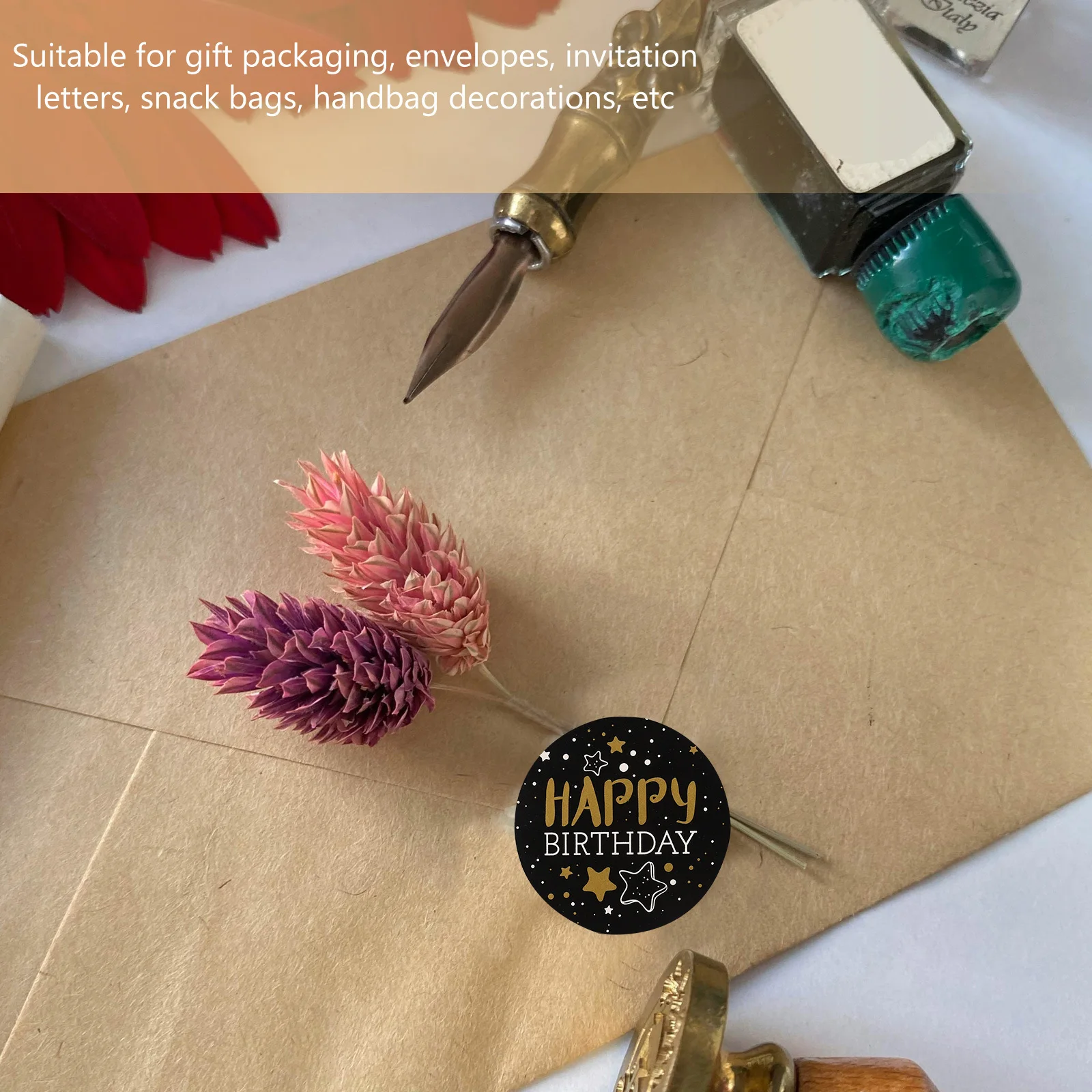 Sealing Accessory Birthday Round Stickers Adhesive Sealing Decals Matte Finish Versatile Design Easy Apply Reusable Decorative