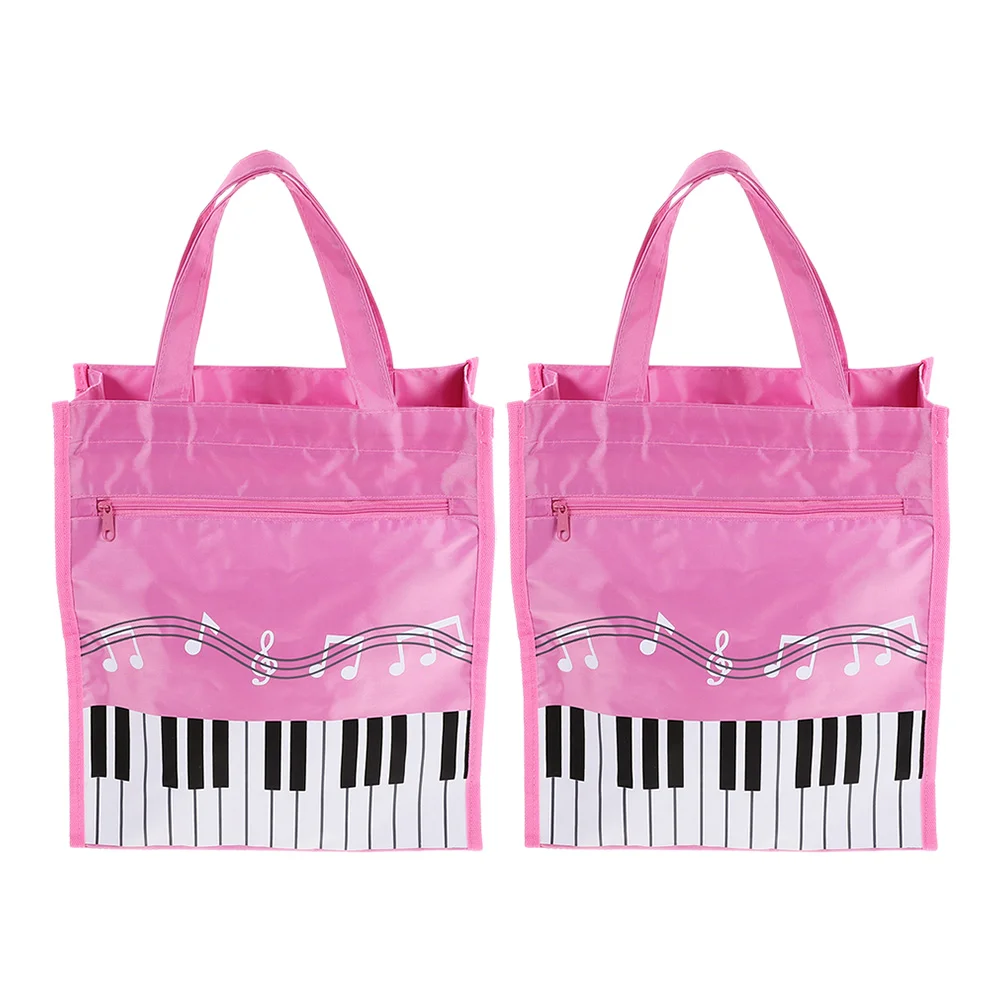 2 Pcs Musical Note Tote Bag Storage with Handle Books Shopping Non-woven Fabric