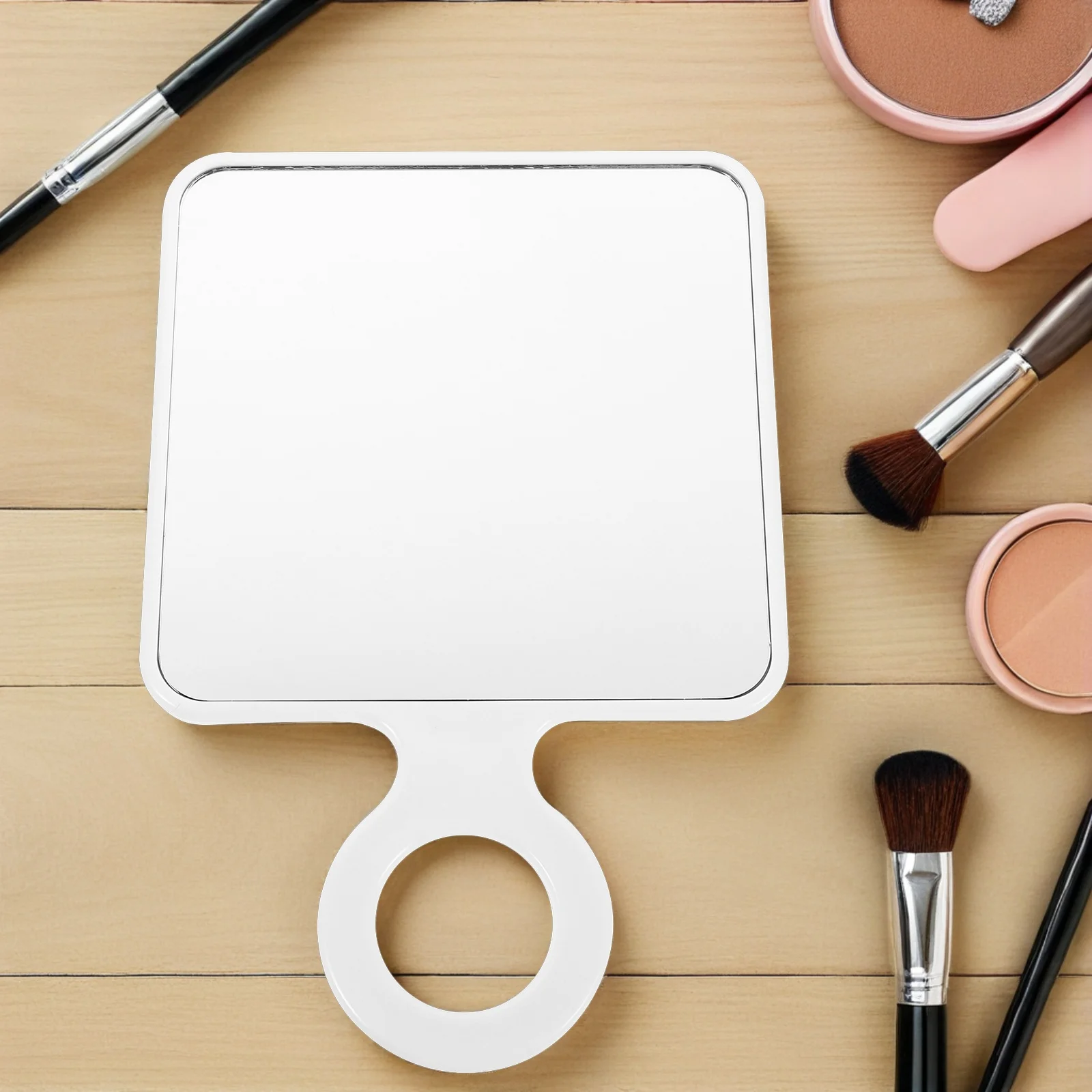 여행용 미니 컴팩트 휴대용 핸드헬드 메이크업 미러 소형 포켓 미러 경량 HD 반사 컴팩트 패들