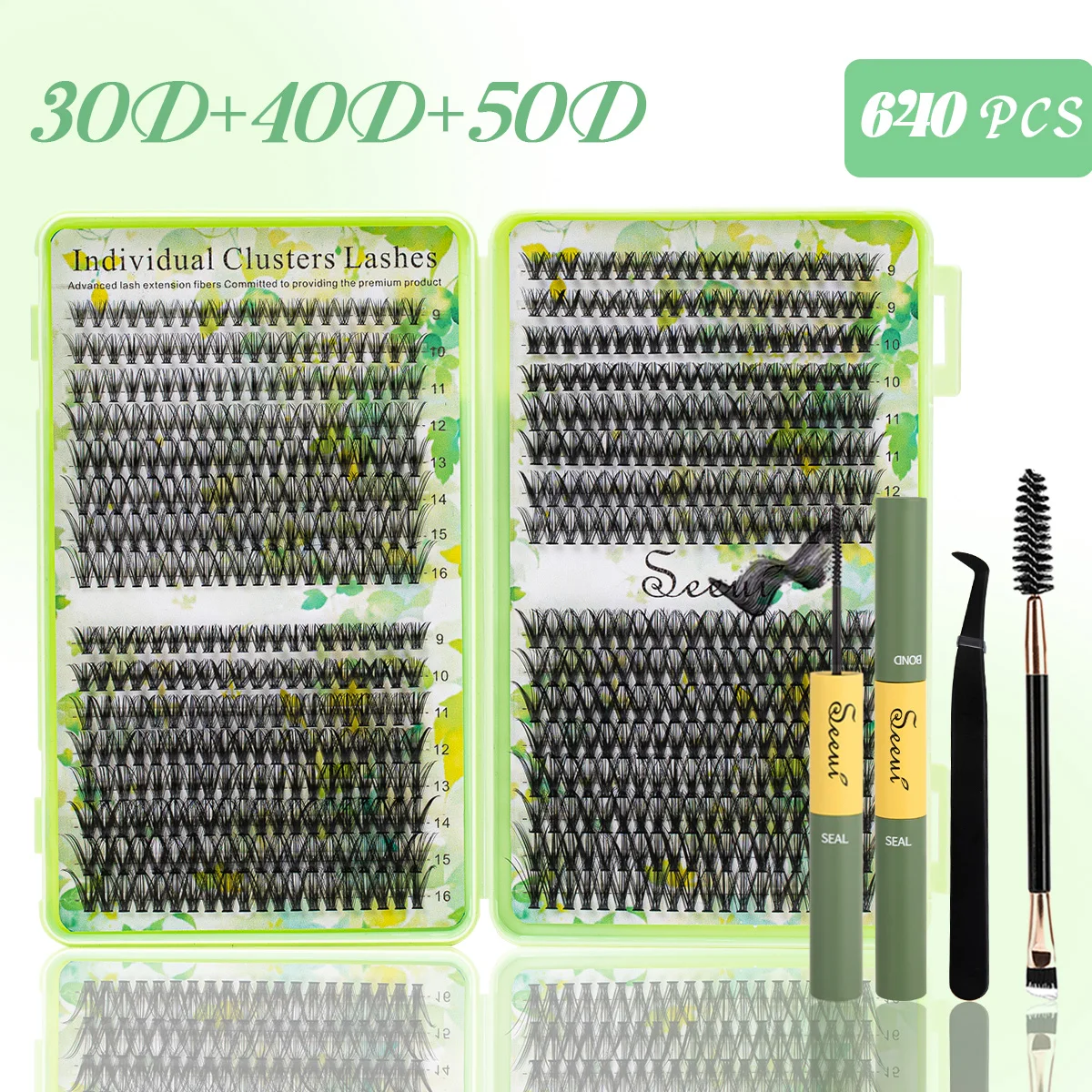 ISEEN DIY Eyelash Extension Kit Soft Eyelash Individual Eyelashes Kit with Lash Bond & Seal and Lash Tweezers and Brush