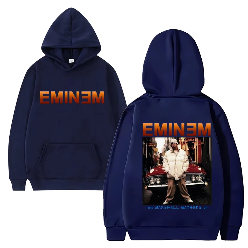 Gorący piosenkarz Eminem muzyka w stylu vintage dwustronny bluza z kapturem z nadrukiem mężczyźni kobiety na co dzień luźna bluza bluza z polaru z długim rękawem