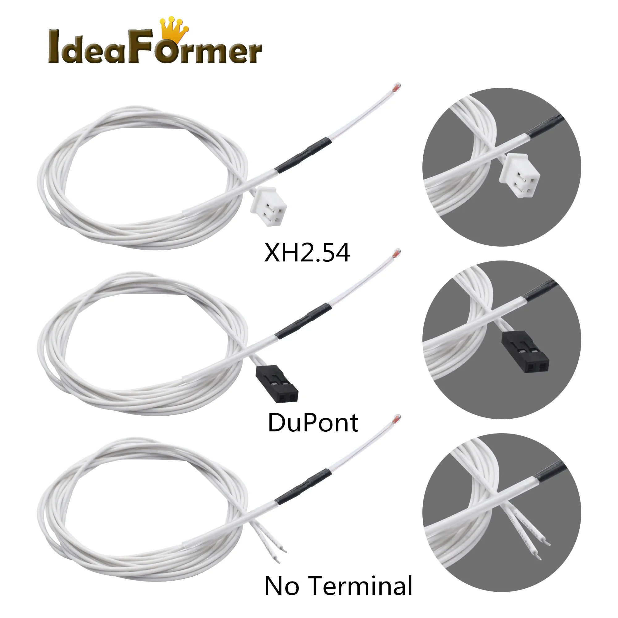 5pcs 3D Printer 100K ohm NTC 3950 Thermistors Sensors with 1M Cable No/Dupont 3D Printers Parts For Reprap Mend Part Temperature