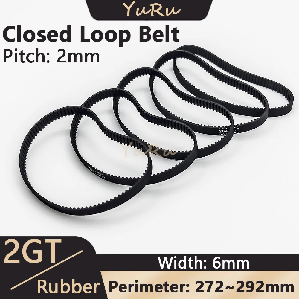 

Ремень с замкнутой петлей 2GT, ширина 6 мм, периметр 272, 274, 276, 278, 280, 282, 284, 286, 288, 290, 292 мм, резиновый ремень ГРМ, синхронный ремень