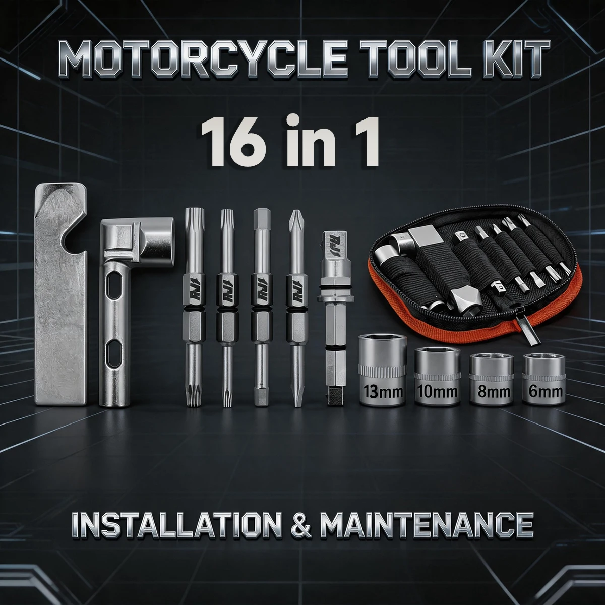 16 In1 Dirt Bike Hex Wrench Kit Multi-Functional Portable Screw Tool Set for Motorcycle Maintenance Accessories Installation