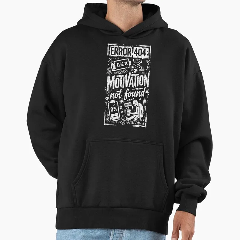 Erreur 404 : Motivation non trouvée. Sweat à capuche noir en polaire, idéal pour les programmeurs, les ingénieurs logiciels, les passionnés de technologie et les développeurs d'informations. Cadeau parfait.