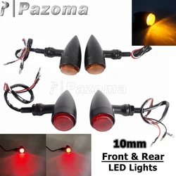 Motorcycle Front Rear Bullet Lamp LED Turn Signals Amber/Red Lens Tail Brake Indicator Light Universal Cafe Racer Chopper Bobber