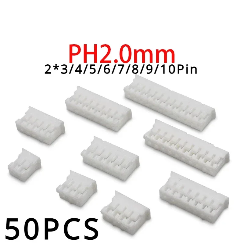 50Pcs/lot PHD 2.0mm double 2.0mm plug connector terminal Plastic shell 2x3P 4P 5P 6P 7P 8P 10P  Crimps Terminals