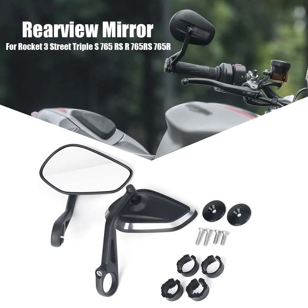 

New Motorcycle Handlebar Rearview Side Mirrors Bar End Mirror Kit For Street Triple S 765 765RS 765R Bobber T120 Daytona 660 675