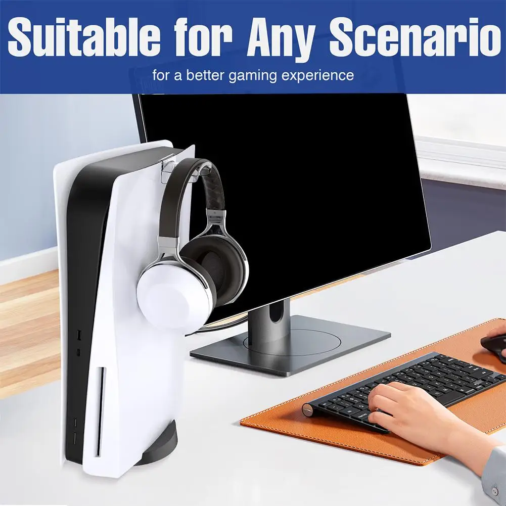 Gancho delgado para auriculares para consola de juegos PS5, accesorios montados en la pared, soporte de acabado y bandeja de almacenamiento, Q2H5