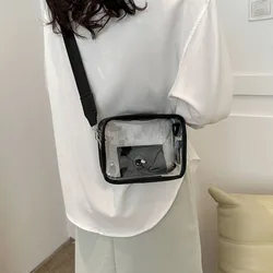 Casual PVC Transparent Clear Women Crossbody Bags Shoulder Bag Handbag Small Phone Bags with Card Holder Wide Straps
