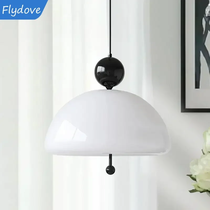 New Personalized LED White Jade Glass Pendant Light Creative Restaurant Coffee Shop Bedroom Study Pendant Light Indoor Lighting