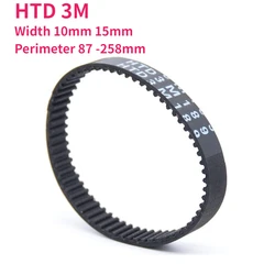 HTD 3M Closed Loop Rubber Synchronous Timing Belt Pitch 3mm Width 10mm 15mm Perimeter 87 90 105 108 111 120 -258mm