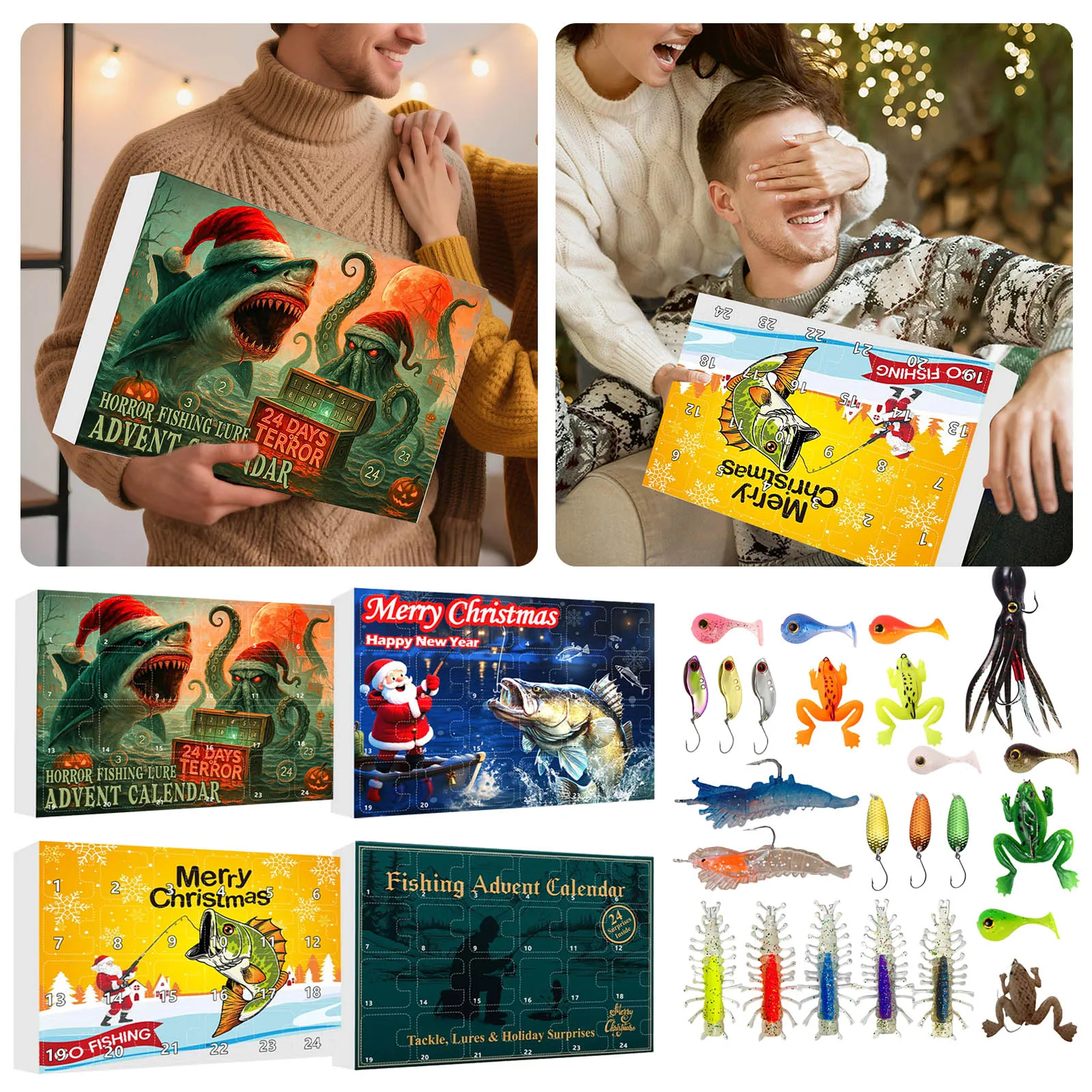 ตัวตั้งเวลาแบบมีไฟ 2025 ปฏิทินนับถอยหลังสำหรับตกปลา ปฏิทินนับถอยหลังคริสต์มาส พร้อมจี้ 24 ชิ้น นาฬิกาจับเวลาสำหรับครัวสำหรับผู้สูงอายุ แบบใช้มือ