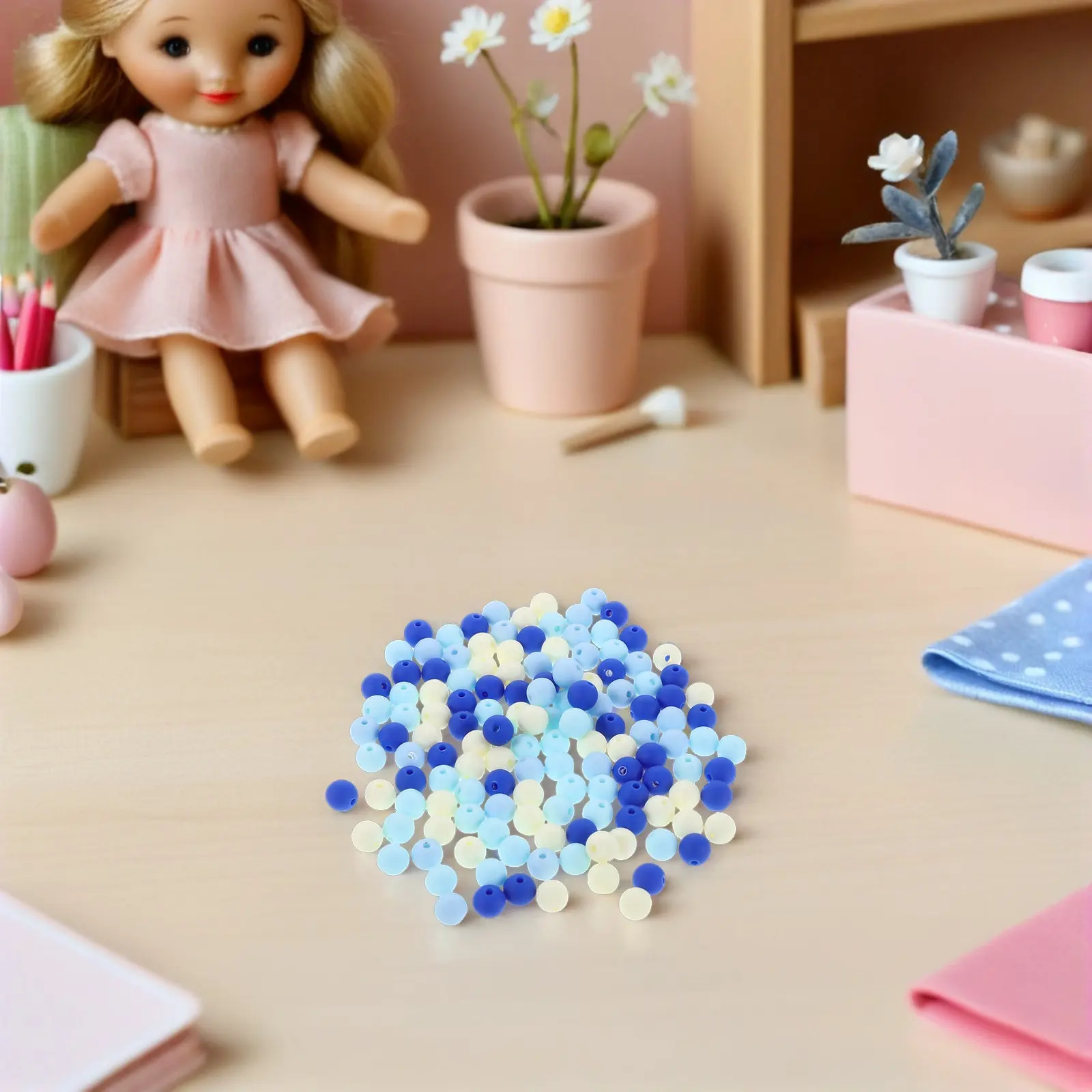 400Pcs Acrylic Round Beads 8Mm Smooth Rubber-Like Texture Hand-Painted Scratch-Resistant Loose Beads for DIY Jewelry Making