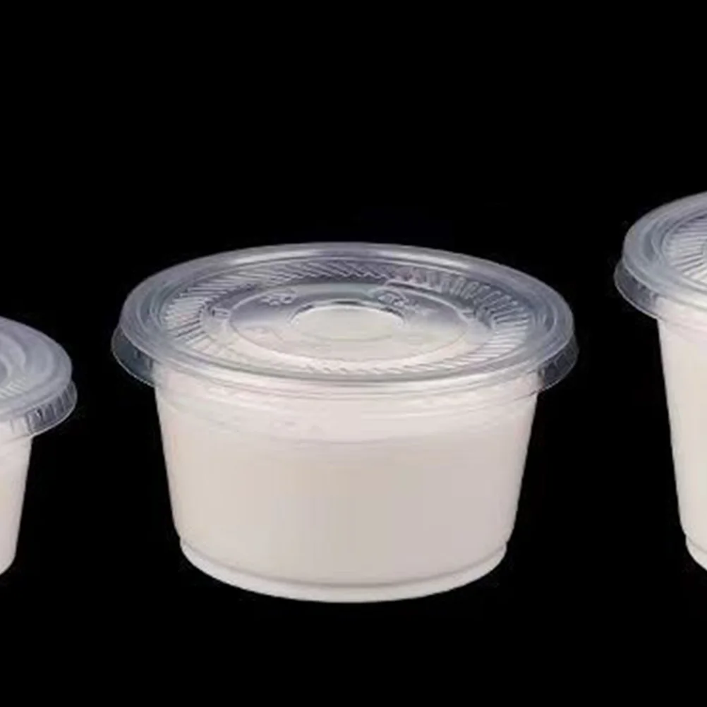 50pcs Disposable Dessert Cups with Lids Pudding Cups Clear Mousses Sauce Jelly Cups Soup Sundaes Pudding Package Bowl Yogurt CUP