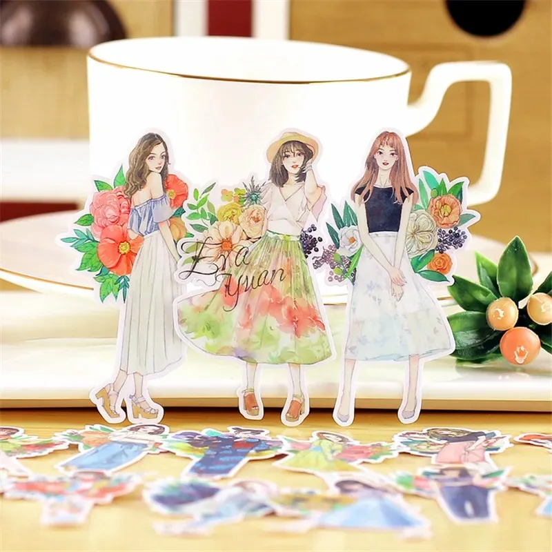 20pcs Creative Cute Self-made Mori Girls Flowers Scrapbooking Stickers /Decorative Sticker /DIY Craft Photo Albums