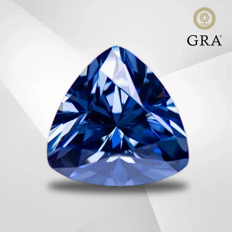 

Moissanite Stone Royal Blue Primary Color Trillyon Cut with GRA Certificate Lab Grown Diamond for Fine Jewelry Making Materials