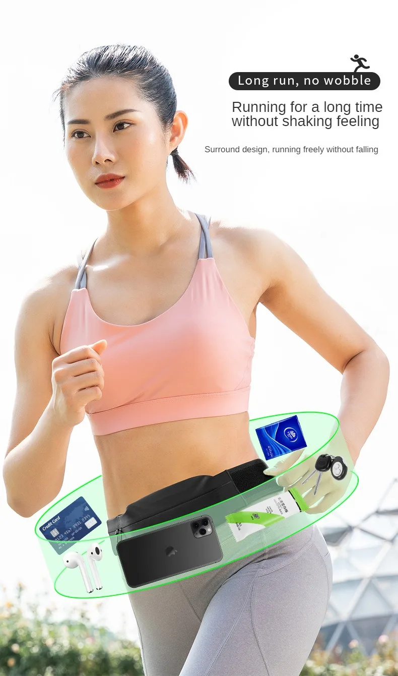 Running Purse with Kettle Phone Bag for Men, Sports Bag for Women Summer Fitness Marathon Equipment Thin Invisible Belt.