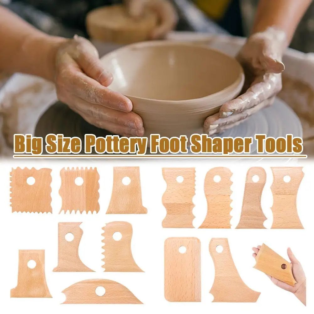 7pcs/Set Ceramic Tools Wooden Skeleton Pottery Trimming Tool Clay Sculpture Sculptor DIY Clay Big Size Pottery Foot Shaper Tools