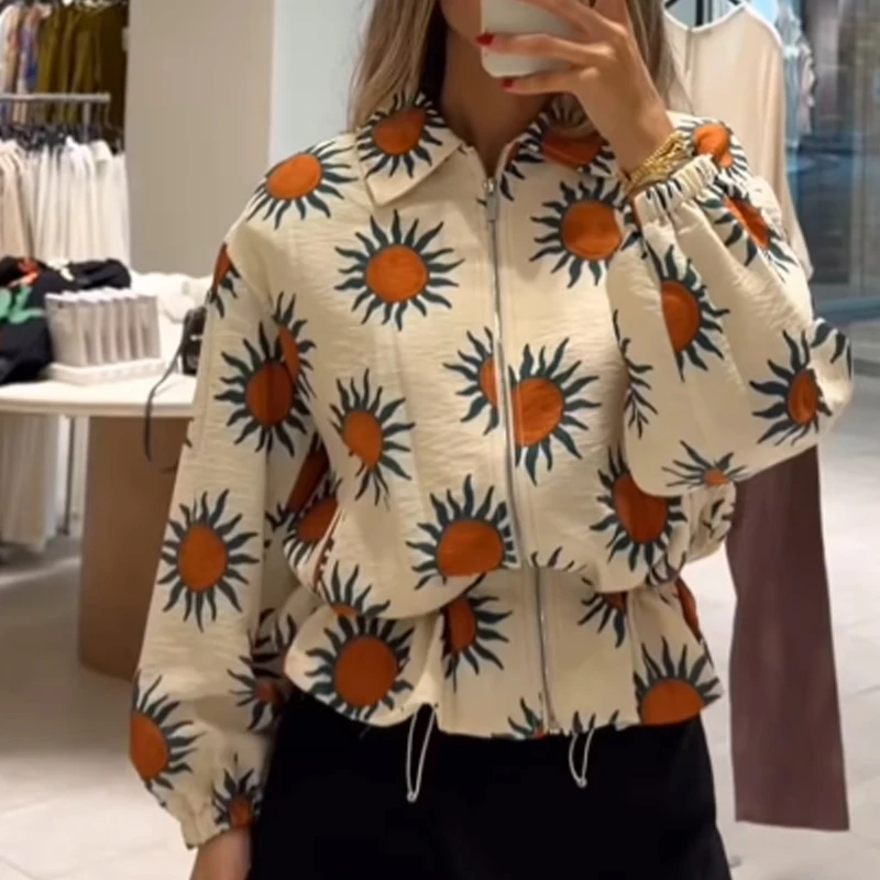 Bohemian Women's Printed Pilot Casual Long-Sleeve Loose Vacation Jacket – New for Fall 2026