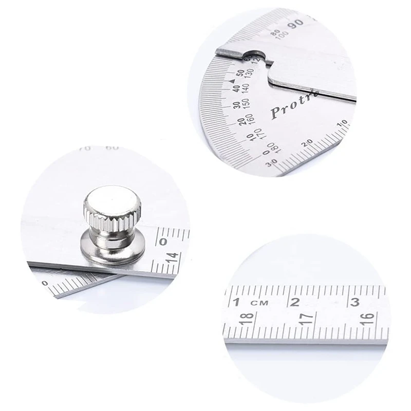 Hoekzoeker Zwenkarm Gradenboog 0-180 Graden Rvs Goniometer Gradenboog Liniaal 250Mm