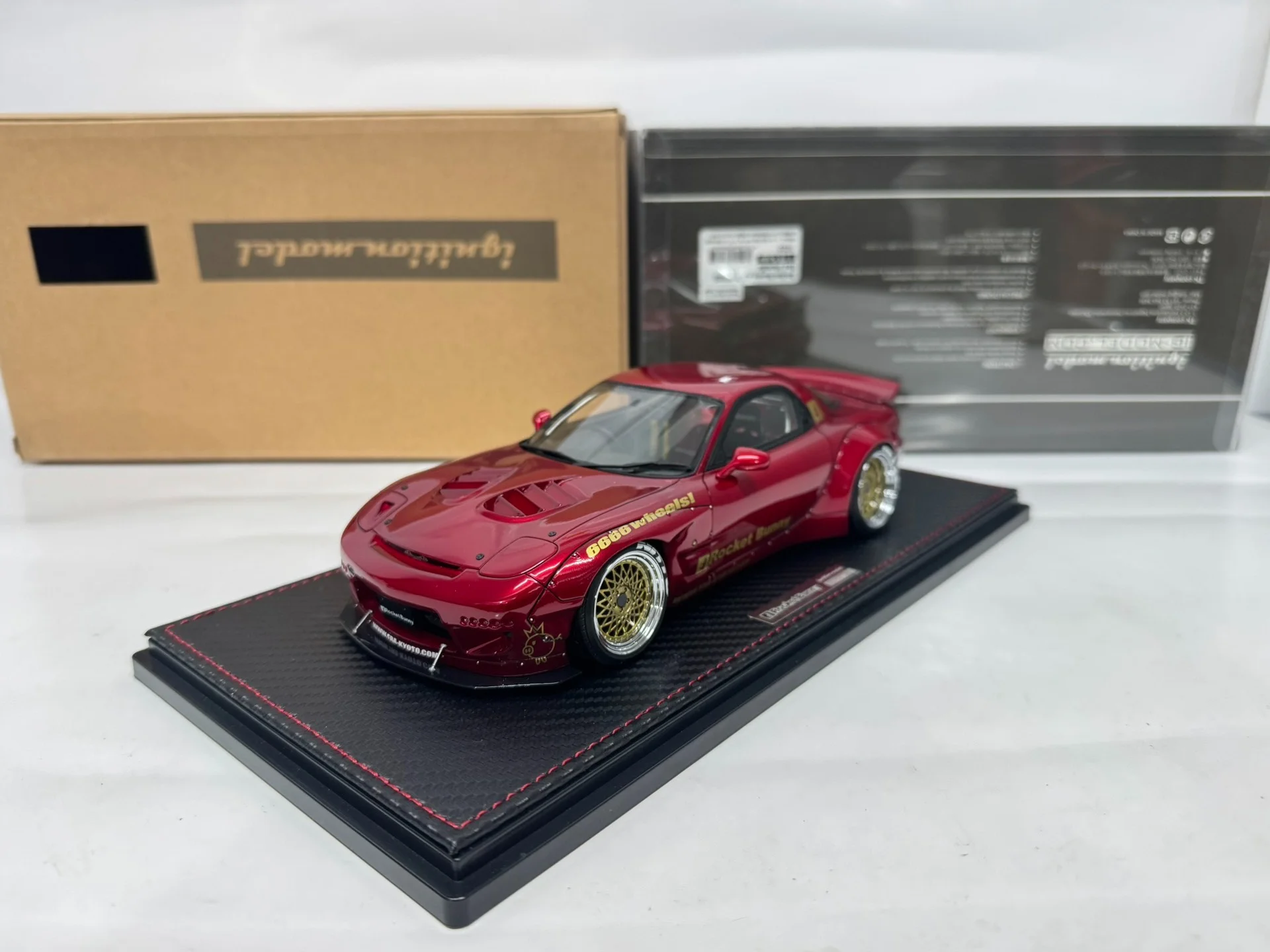 IG 1:18 RX7 FD3S Rocket Rabbit Burgundy JDM Simulation Limited Edition Resin Metal Static Car Model Toy Gift