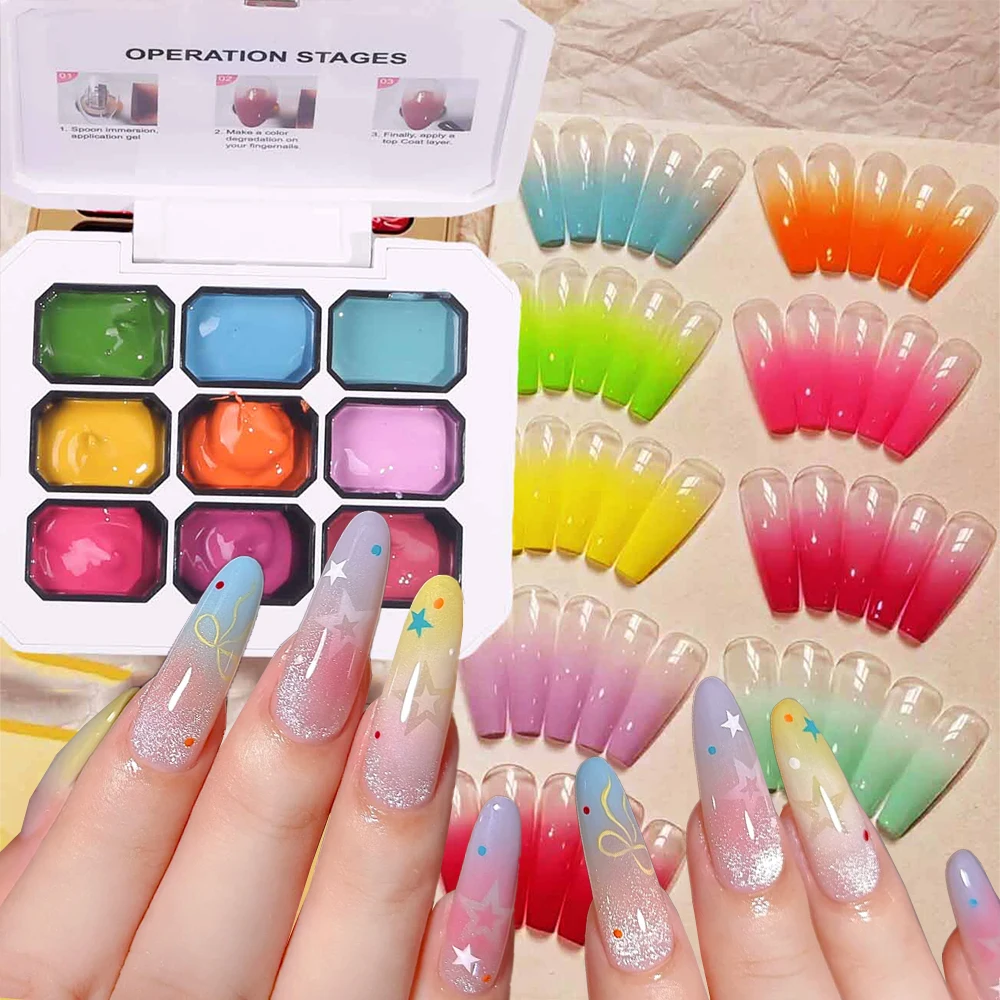 

1Box Solid Nail Polish Pat Painting Gel Y2k Gradient Blush Color Patting Glue Smudge Ombre Semi Permanent Soak Off Nail Gel#GY^&