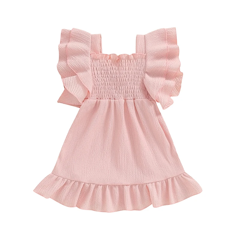 Baby Girl Dress Sleeveless Ruffle Summer Birthday Party Wedding Tulle Elastic Force Toddler Girl Outfits Clothing Patchwork