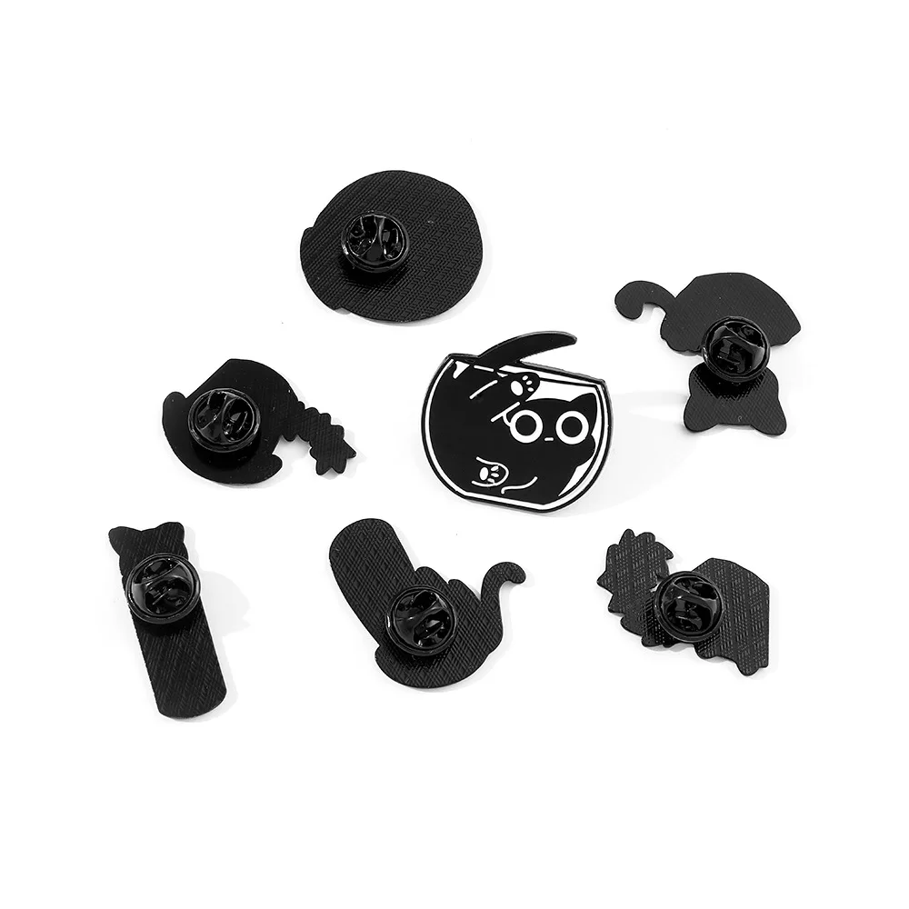 Bonito terrário gato esmalte pinos personalizado preto gatinho broches lapela emblemas dos desenhos animados animal jóias presente para crianças amigos atacado