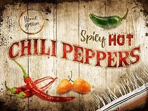 Funny Cafe Metal Tin Sign Chili Peppers Hot Sauce Vintage Wall Decoration Iron Paintingbar Club Metal Sign Plaque 12x17 Inc sign