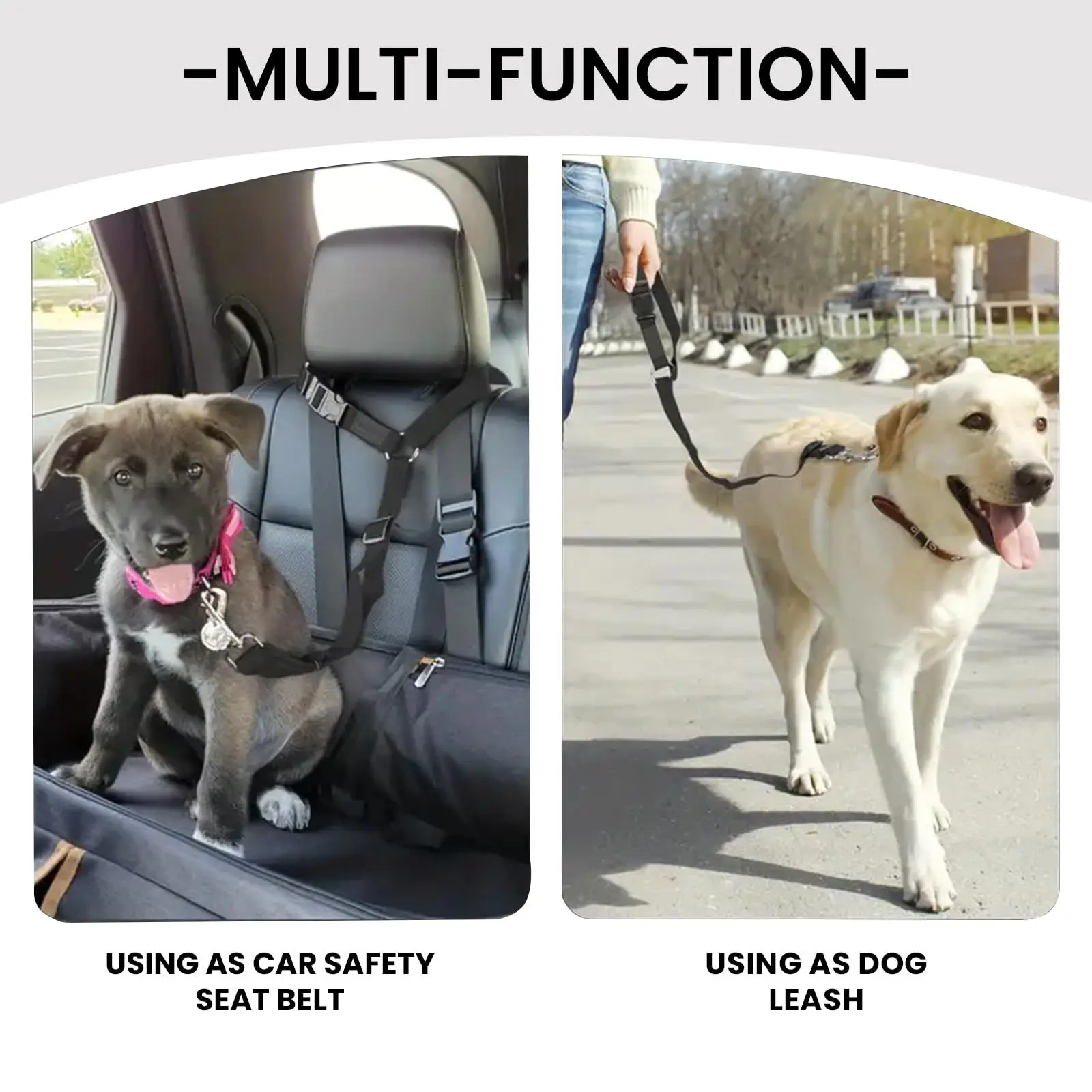 Solid Color Two-in-one Pet Car Seat Belt Nylon Lead Leash Backseat Safety Belt Adjustable Dogs Harness Collar Pet Accessories view 3