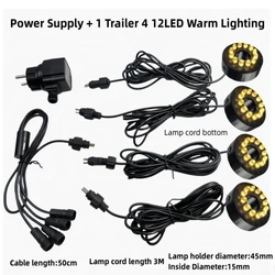 12V 1 to 3 to 4 Aquarium Light LED Circle Lights Underwater 6-12LED Light Ring For Fountain Pond Garden AC Adapter