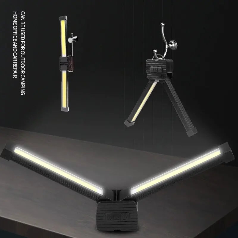 Lampada da lavoro pieghevole a LED COB Lampada da campeggio magnetica impermeabile Luminosa 3 colori USB C ricaricabile per riparazioni di emergenza all'aperto