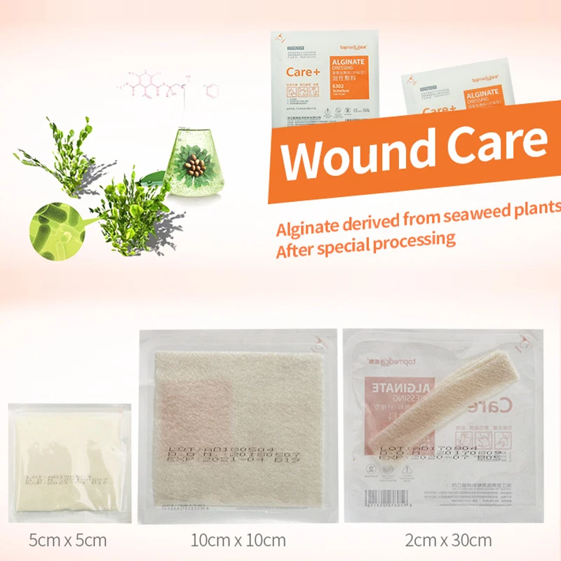 5pcs Calcium Alginate Wound Dressing Soft and Absorbent Dressing for Wound Care Non-Stick Promote Wound Healing Bandage