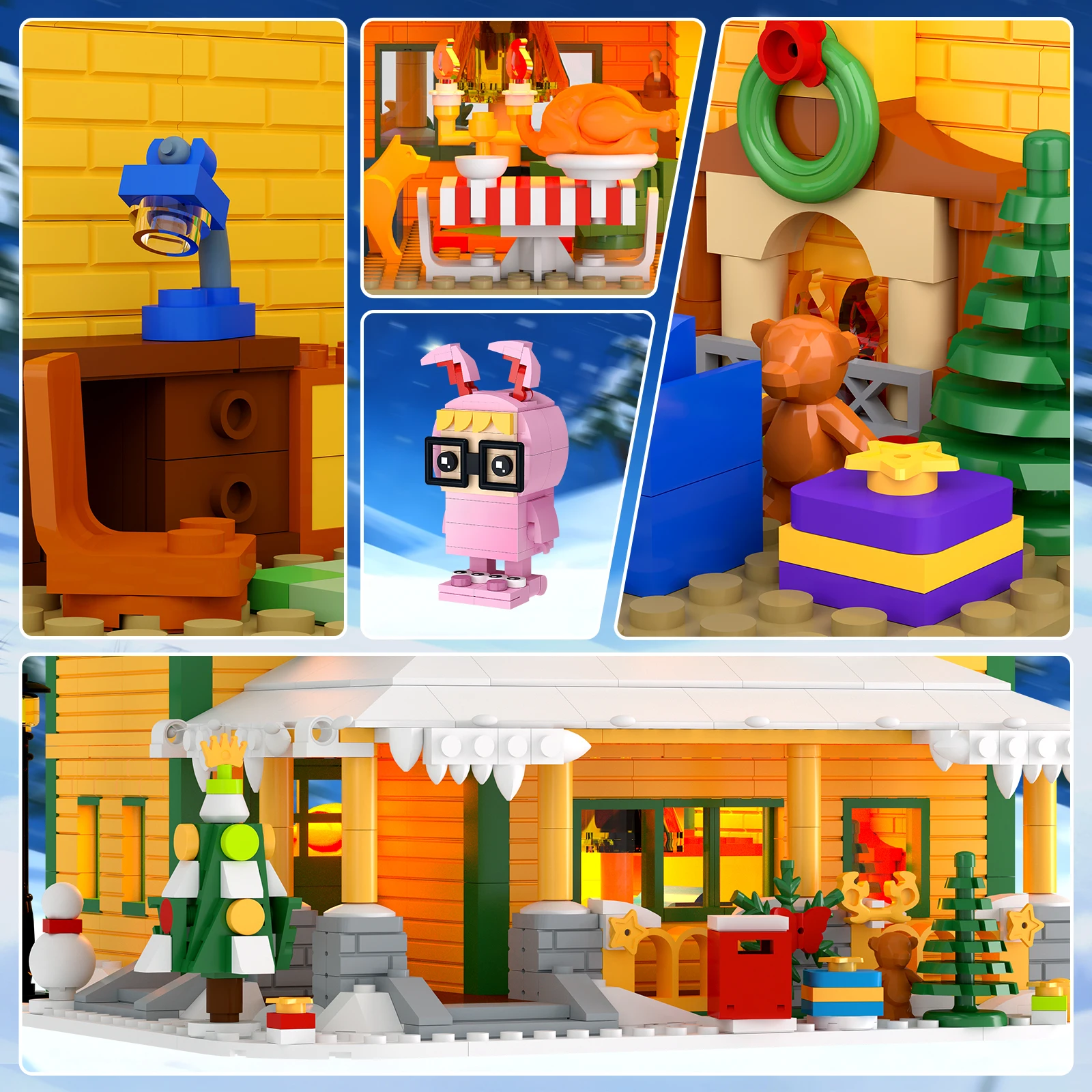 Blocs de construction d'histoire de noël, 1146 pièces, grande maison classique avec figurines, pour l'interaction familiale, la décoration et la Collection