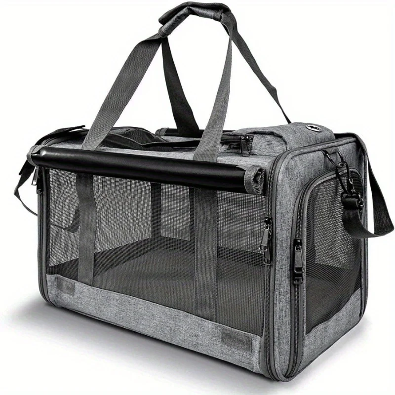 Sturdy and Stylish Pet Carrier Bag with Mesh Ventilation and Adjustable Shoulder Strap for Safe and Comfortable Transport